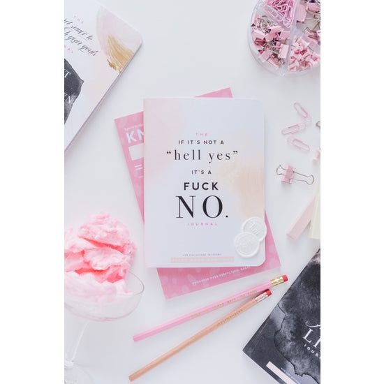 Hell YES - F No, Watercolor Inspirational Mantra Notebook