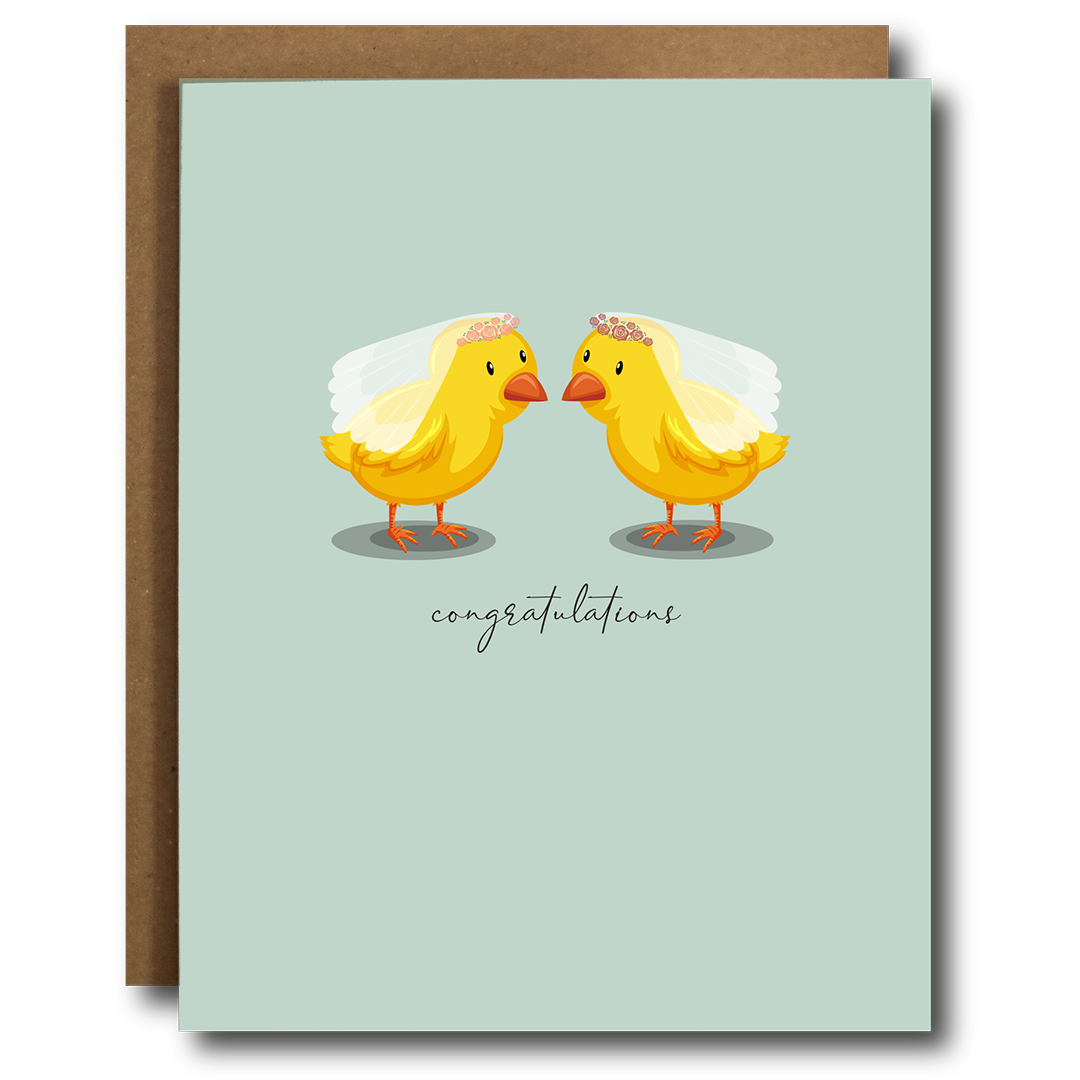 Two Chicks Lesbian Wedding Card