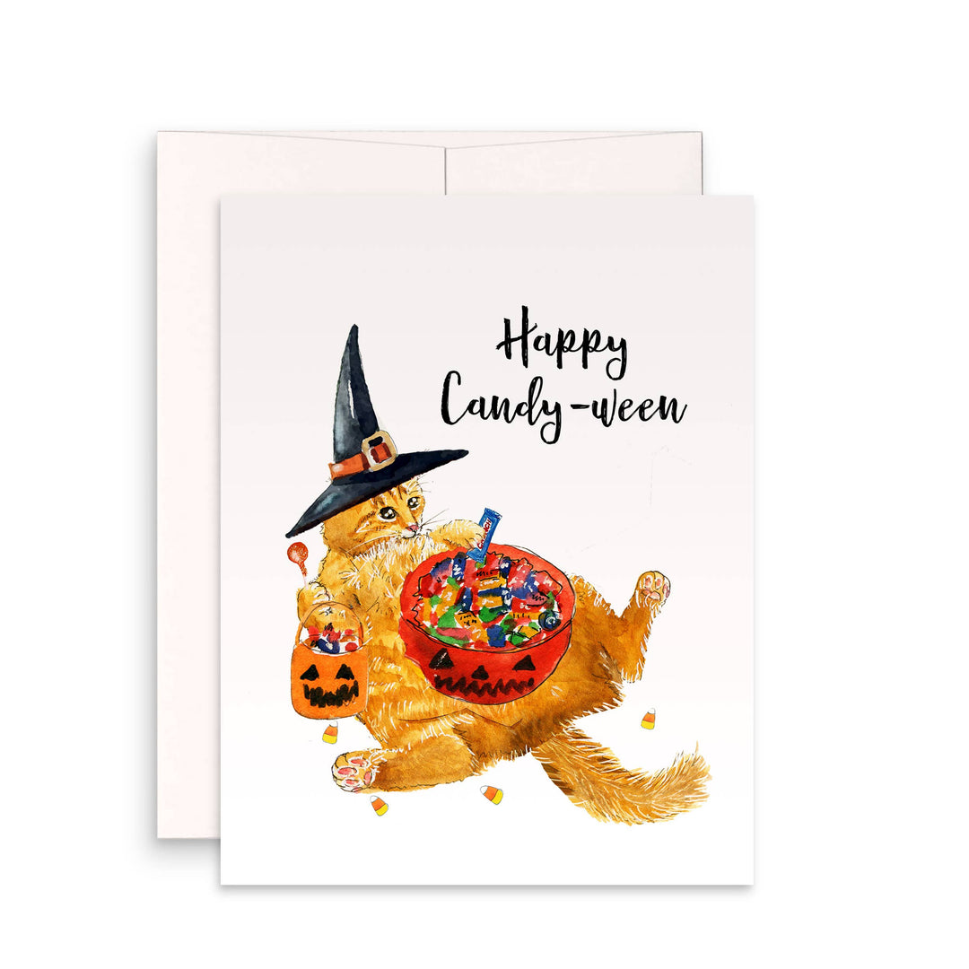 Candy Orange Cat - Halloween Card