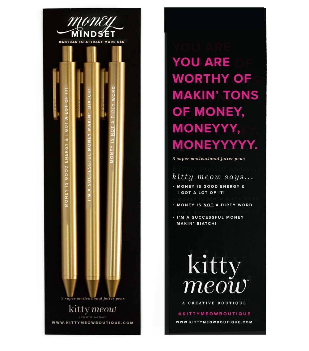 Money Mindset Pen Set - 3 Gold Jotter Pens (LEFT HANDED)